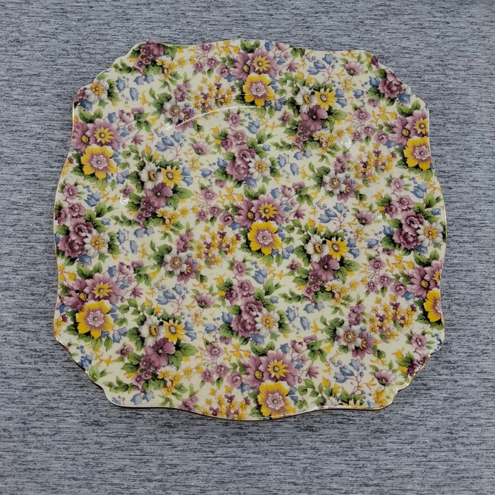 Antique Royal Winton Plate Grimwades Cheadle Chintz Pattern England 9.75"